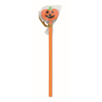 Bleistift aus Pappelholz mit Radiergummi in Kürbisform farbe orange zweite Ansicht