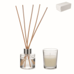 Vanille-Duftset mit Raumduft-Diffusor und Kerze aus Pflanzenwachs farbe transparent