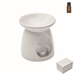 Set: Aromaölbrenner aus Keramik mit Teelicht und Vanilleöl farbe weiß