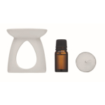 Set: Aromaölbrenner aus Keramik mit Teelicht und Vanilleöl farbe weiß dritte Ansicht