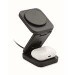 Faltbare kabellose 3-in-1-Ladestation mit USB-C-Eingang, 15 W farbe schwarz zweite Ansicht