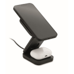 Faltbare kabellose 3-in-1-Ladestation mit USB-C-Eingang, 15 W farbe schwarz dritte Ansicht