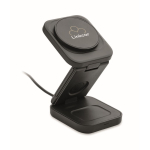 Faltbare kabellose 3-in-1-Ladestation mit USB-C-Eingang, 15 W farbe schwarz Hauptansicht