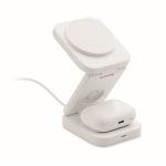 Faltbare kabellose 3-in-1-Ladestation mit USB-C-Eingang, 15 W farbe weiß zweite Ansicht