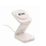 Faltbare kabellose 3-in-1-Ladestation mit USB-C-Eingang, 15 W farbe weiß Ansicht mit Druckbereich