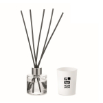 Aromaset mit Duftdiffusor und Kerze aus Pflanzenwachs farbe weiß Ansicht mit Druckbereich