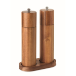 Akazienholz-Set aus Salz- und Pfeffermühlen mit Sockel farbe holzton