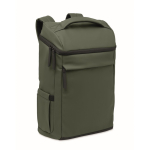 PU-Laptoprucksack mit RPET-Futter und Fach für 15 Zoll farbe dunkelgrün