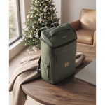 PU-Laptoprucksack mit RPET-Futter und Fach für 15 Zoll farbe dunkelgrün Stimmungsbild Hauptansicht