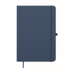 A5-Notizbuch mit festem Einband aus recyceltem Kunstleder, linierte Seiten farbe blau zweite Ansicht