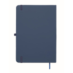 A5-Notizbuch mit festem Einband aus recyceltem Kunstleder, linierte Seiten farbe blau fünfte Ansicht