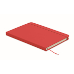 A5-Notizbuch mit festem Einband aus recyceltem Kunstleder, linierte Seiten farbe rot