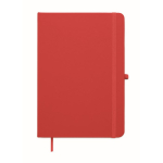 A5-Notizbuch mit festem Einband aus recyceltem Kunstleder, linierte Seiten farbe rot zweite Ansicht