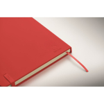 A5-Notizbuch mit festem Einband aus recyceltem Kunstleder, linierte Seiten farbe rot viertes Detailbild
