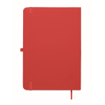 A5-Notizbuch mit festem Einband aus recyceltem Kunstleder, linierte Seiten farbe rot fünfte Ansicht