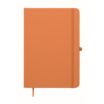 A5-Notizbuch mit festem Einband aus recyceltem Kunstleder, linierte Seiten farbe orange zweite Ansicht