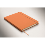 A5-Notizbuch mit festem Einband aus recyceltem Kunstleder, linierte Seiten farbe orange drittes Detailbild