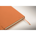 A5-Notizbuch mit festem Einband aus recyceltem Kunstleder, linierte Seiten farbe orange viertes Detailbild