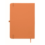 A5-Notizbuch mit festem Einband aus recyceltem Kunstleder, linierte Seiten farbe orange fünfte Ansicht