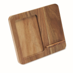 Kabelloses Ladegerät aus Holz mit Handyhalter und Bilderrahmen farbe holzton