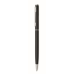 Kugelschreiber aus recyceltem Aluminium mit verchromtem Clip und blauer Tinte farbe schwarz