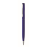 Kugelschreiber aus recyceltem Aluminium mit verchromtem Clip und blauer Tinte farbe blau