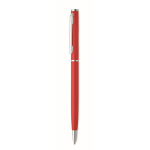 Kugelschreiber aus recyceltem Aluminium mit verchromtem Clip und blauer Tinte farbe rot