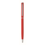 Kugelschreiber aus recyceltem Aluminium mit verchromtem Clip und blauer Tinte farbe rot dritte Ansicht