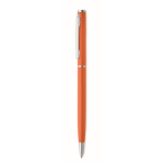 Kugelschreiber aus recyceltem Aluminium mit verchromtem Clip und blauer Tinte farbe orange