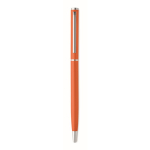 Kugelschreiber aus recyceltem Aluminium mit verchromtem Clip und blauer Tinte farbe orange dritte Ansicht