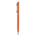 Kugelschreiber aus recyceltem Aluminium mit verchromtem Clip und blauer Tinte farbe orange vierte Ansicht
