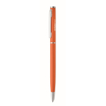 Kugelschreiber aus recyceltem Aluminium mit verchromtem Clip und blauer Tinte farbe orange Hauptansicht