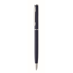 Kugelschreiber aus recyceltem Aluminium mit verchromtem Clip und blauer Tinte farbe marineblau