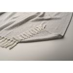 Decke mit Fransen aus recycelter Baumwolle und Band, 400 g/m² farbe beige drittes Detailbild