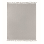Decke mit Fransen aus recycelter Baumwolle und Band, 400 g/m² farbe beige vierte Ansicht