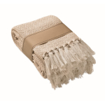 Decke mit Fransen aus recycelter Baumwolle und Band, 400 g/m² farbe weiß/grau