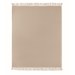 Decke mit Fransen aus recycelter Baumwolle und Band, 400 g/m² farbe weiß/grau vierte Ansicht