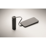Powerbank aus recyceltem Aluminium mit Anzeige und Kabel, 5.000 mAh farbe schwarz viertes Detailbild