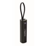 Powerbank aus recyceltem Aluminium mit Anzeige und Kabel, 5.000 mAh farbe schwarz Hauptansicht