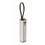 Powerbank aus recyceltem Aluminium mit Anzeige und Kabel, 5.000 mAh farbe mattsilber
