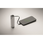Powerbank aus recyceltem Aluminium mit Anzeige und Kabel, 5.000 mAh farbe mattsilber sechste Ansicht