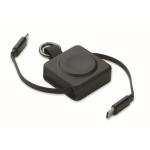 Einziehbares 100-W-USB-C-Kabel mit Schlüsselanhänger und Schnellladefunktion farbe schwarz