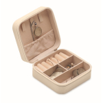 Reiseschmuckkästchen aus PU und Samt mit 3 Fächern und Reißverschluss farbe beige zweite Ansicht