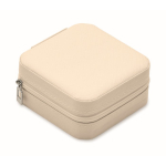 Reiseschmuckkästchen aus PU und Samt mit 3 Fächern und Reißverschluss farbe beige dritte Ansicht
