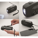 3-in-1-Notfallset mit AM/FM-Radio und LED-Taschenlampe in Kühltasche farbe schwarz