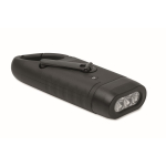 Robuste Kunststoff-Taschenlampe mit 3 LEDs, Solarpanel und Handkurbel-Dynamo farbe schwarz zweite Ansicht