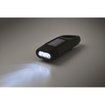 Robuste Kunststoff-Taschenlampe mit 3 LEDs, Solarpanel und Handkurbel-Dynamo farbe schwarz drittes Detailbild