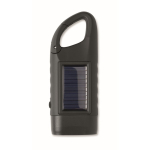 Robuste Kunststoff-Taschenlampe mit 3 LEDs, Solarpanel und Handkurbel-Dynamo farbe schwarz siebte Ansicht