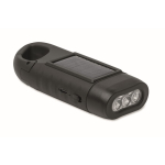 Robuste Kunststoff-Taschenlampe mit 3 LEDs, Solarpanel und Handkurbel-Dynamo farbe schwarz zehnte Ansicht