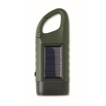 Robuste Kunststoff-Taschenlampe mit 3 LEDs, Solarpanel und Handkurbel-Dynamo farbe dunkelgrün siebte Ansicht
